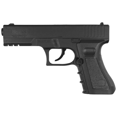 Zestaw wiatrówkowy 60: Pistolet Niksan Defence NKS CP17 Black 4.5 mm, 1400 BBs, 10 kapsuł CO₂, 100 tarcz