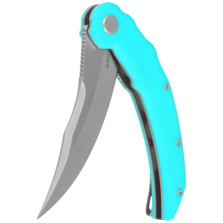 Kubey Crest Knife Light Blue G10, Satin 14C28N by Yuze Zhong (KU346B)