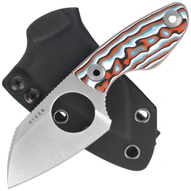 Kizer Nightjar Knife Multicolored Vortex Micarta, Satin AUS-10 by Vincent Rizzo (1114A3)