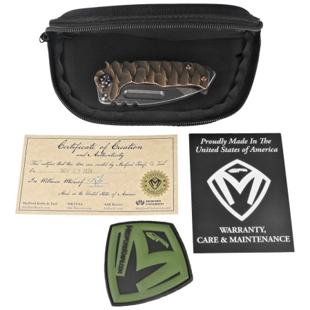 Nóż składany Medford Micro Praetorian T Tanto, Bronze ''Predator'' Titanium, Flm HW, Brsh/Flm Clip, Tumbled S45VN by Greg Medford (MK0084TT-36A1-TFCF-BN)