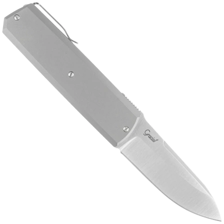 Maserin 410 Silver Grey Titanium, Satin Elmax by Bruno Bruna Knife (410/T)
