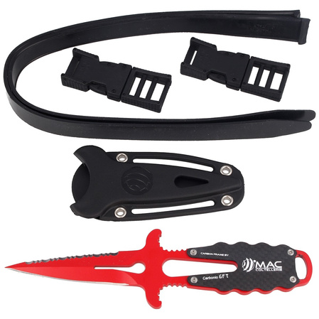 MAC Apnea 9 Diving Knife Carbon Fiber, Red PTFE W 1.4060