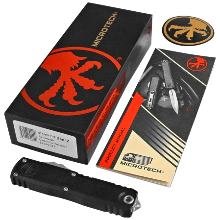 Microtech UTX-85 Gen IV D/E OTF Knife Black Aluminum, Stonewashed F/S M390MK by Tony Marfione (12324-D12)