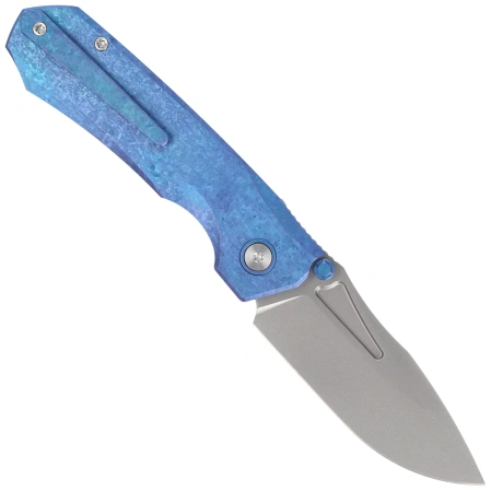 Remette Rhino Knife Blue Crystallized Titanium, Pearlescent M390 (RNTB3)