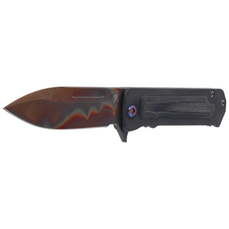 Medford TFF-4 Drop Point Knife Black Titanium / Black G10, Flm HW, Blue Clip, Vulcan S45VN by Greg Medford (MK1404VD-30PV-TFCF-BP)
