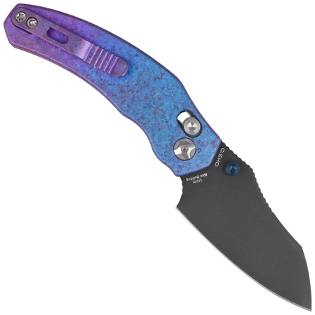 Kizer Mini Bulldog Knife Purple-Blue Crystallized Titanium, Matte DLC Ultra S45VN by O.SHO (Ki3672SA1)
