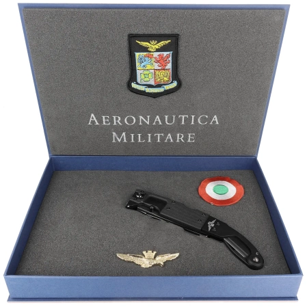 Nóż składany ratowniczy FOX Aeronautica Militare G10 / Aluminium, Black PVD N690Co (FX-026900)