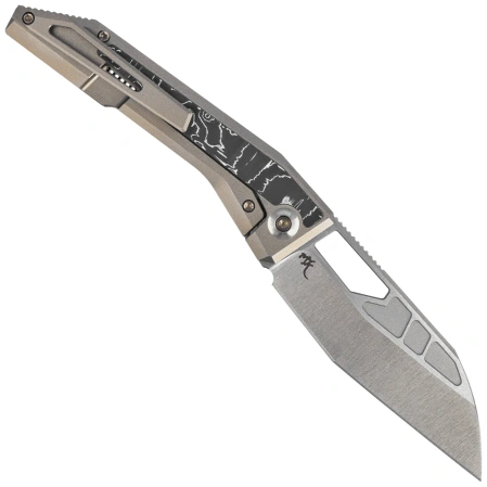 WeKnife Inceptus Knife Champagne Titanium/Aluminum Foil Carbon Fiber, Satin M390 by Robert Saniscalchi (WE25017-4)