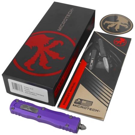Nóż automatyczny OTF Microtech Dirac D/E Purple Aluminium, Apocalyptic M390 by Tony Marfione (225-10APPU)