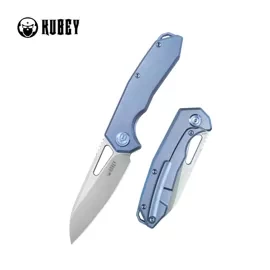 Kubey Vagrant Knife Blue Titanium, Beadblasted CPM S35VN by Maksim Tkachuk (KB284G)