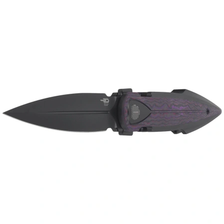 Nóż składany Bestech Ika Dagger Black Titanium/Purple Haze Fatcarbon, Black PVD M390 by Tashi Bharucha (BT2602F)