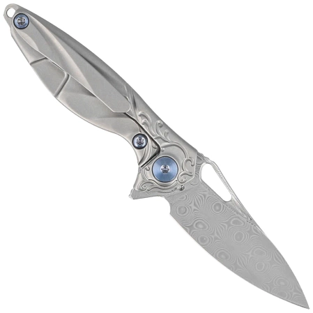 Nóż na szyję Rike Knife Mini Hummingbird Titanium, Rose Damascus by Richard Wu (RK-MINI-P)