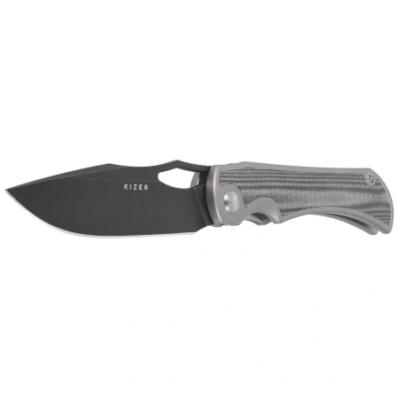 Nóż składany Kizer Allure Silver Titanium / Black Norplex UltreX Micarta, Black Stonewashed S45VN by Johan Jordaan (Ki4763LDA2)