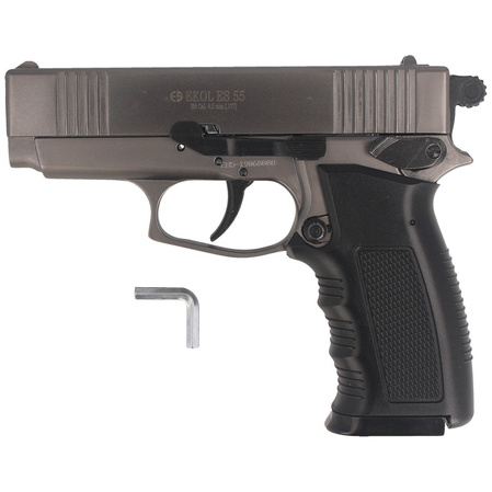 Zestaw pistolet wiatrówka Voltran Ekol ES 55 Fume 4.5 mm, 1400 BBs, 10 kapsuł, tarcze