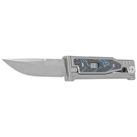 Nóż grawitacyjny Reate EXO-M Gravity Drop Point Bead Blasted Titanium/Damascus Blue-Black G10, Satin Elmax