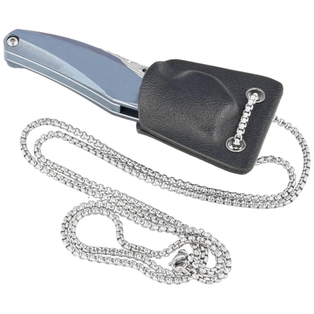 Bestech The Reticulan Neck Knife Blue Titanium, Damascus by Elijah Isham (BT1810H)