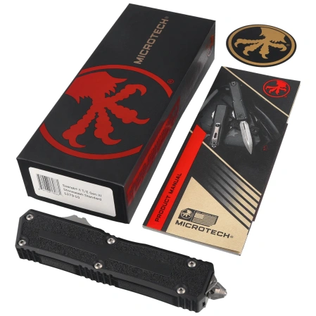 Nóż automatyczny OTF Microtech Scarab II Gen III T/E Black Aluminium, Stonewashed M390MK by Tony Marfione (1279-10)
