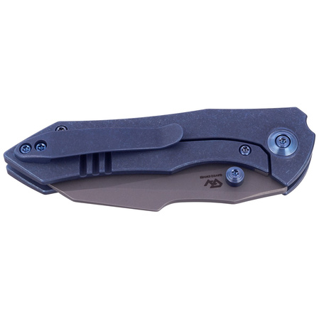 WE Knife High-Fin Blue Titanium, Gray Stonewashed CPM 20CV by Gavko Knives (WE22005-3)
