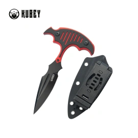 Kubey Medusa Knife Red-Black G10, Blackwashed 14C28N by MUZI Design (KU242B)