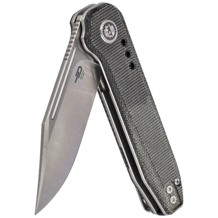 Bestech Syntax CP Black Micarta, Stonewashed/Satin CPM 154CM by Todd Knife and Tool (BG41D)