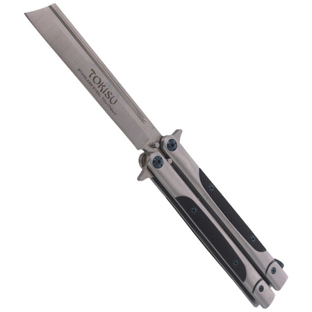 Nóż składany motylek TOKISU Balisong Black G10/Steel, Satin (02174)