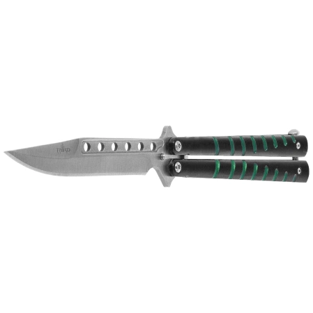 Nóż motylkowy Third Decor Habitat Balisong Black/Green Stainless Steel, Satin 420 (16071V)