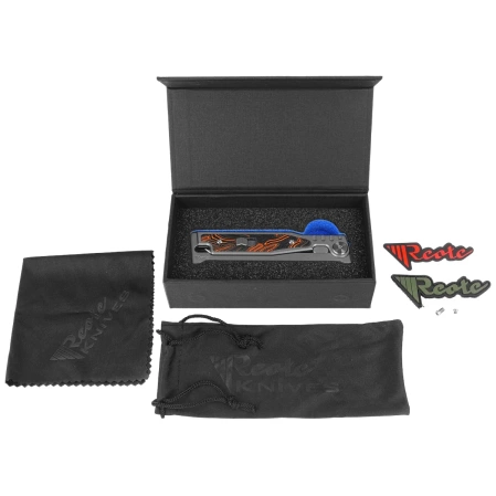 Reate EXO-M Gravity T/E Knife Bead Blasted Titanium/Damascus Orange-Black G10, Satin Elmax