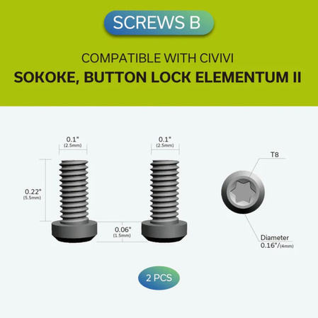 Civivi Black Titanium Pocket Clip with 2 Pair Black Titanium Screws for WE, Civivi Knives (T003D)