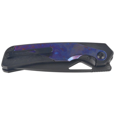 Kizer Topsail Knife Black Titanium / Purple Timascus, Matte DLC Ultra S45VN by Jonathan Styles (Ki3735A2)