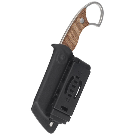 Kizer Little Rhino Brown Burlap Micarta, Stonewashed AEB-L by Giedymin Kapuscinski (1065A4)