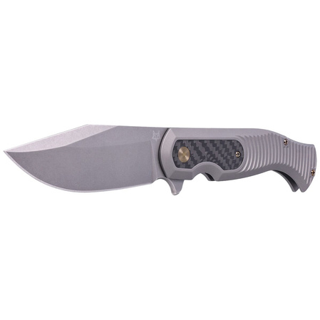 Fox Knife Eastwood Tiger Sandblasted Titanium/CF, Coarse Stonewashed by Gudy Van Poppel (FX-524 TICF)