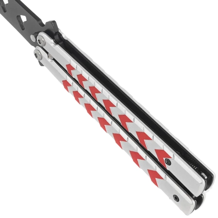 Third Decor Habitat Balisong Training Knife White/Red Aluminium, Black 420 (K2813-2)
