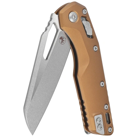 Microtech MSI S/E Knife Tan Slab Side Aluminum, Stonewashed M390MK by Tony Marfione (210-10TA)