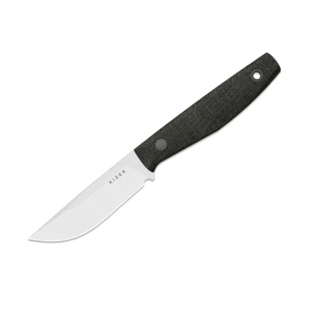 Kizer Dingo Knife Black Burlap Micarta, Satin AEB-L by Maksim Epifantsev (1121A2)