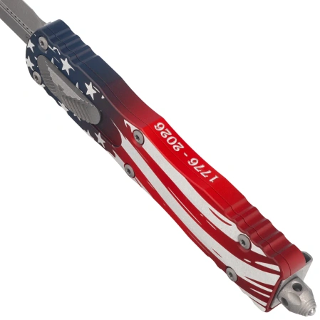 Nóż automatyczny OTF Microtech Dirac Delta D/E Signature 250th Anniversary 4th of July Aluminium, Apocalyptic M390MK by Tony Marfione (227-10APS-4J250)