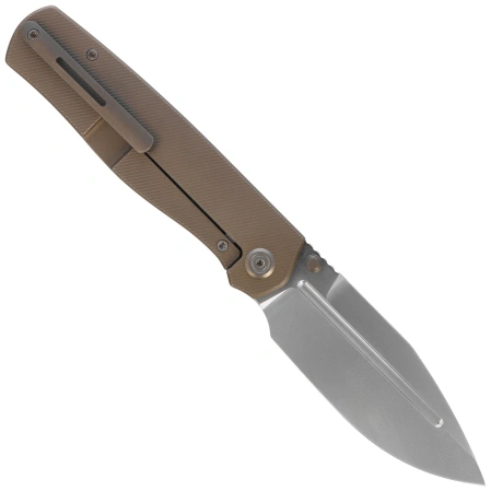 Kubey KB Knives Albatross Bronze Titanium, Silver Beadblasted M390 by Ray Laconico (KB471C)