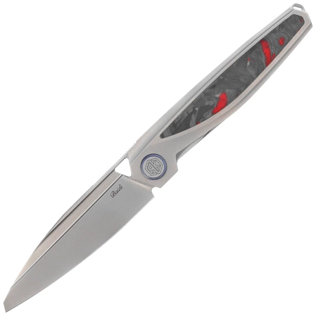 Nóż składany Rike Knife RK-Baidi-S-P/RCF Gray Titanium / Red Carbon Fiber, Bead Blasted M390