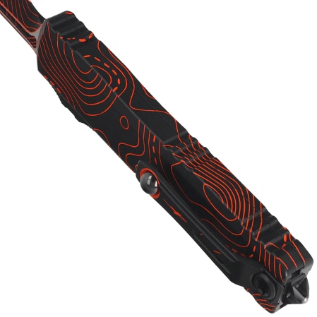 Microtech Ultratech Gen IV T/E Signature OTF Knife Topographic Black-Orange Camo Smooth Aluminum, Topographic Black-Orange Camo M390MK by Tony Marfione (11234-1TPBKORCS)