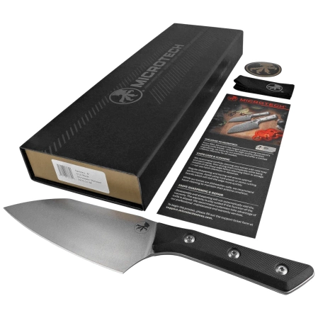 Microtech 6'' Santoku Knife Black G10, Stonewashed M390MK (3200-10BK)