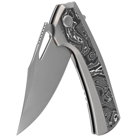 Nóż składany WE Knife Nefaris LE No 097/155 Polished Bead Blasted Titanium / Aluminium Foil / CF, Polished Bead Blasted CPM 20CV (WE22040F-2)