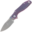 Nóż składany Remette TwoFace Blue Stonewashed Titanium, Fine Grinding Pearlescent M390 (DSTF-B)