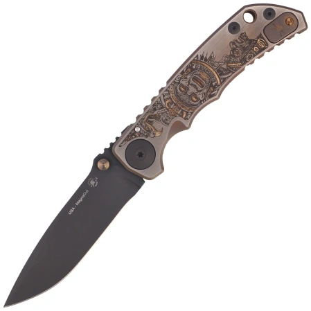Spartan Blades Harsey Folder ''Aztec'' Titanium, Black PVD MagnaCut by William W. Harsey (SF5AZTC)