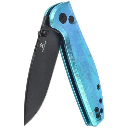 Bestechman Goodboy Jr. Knife Green Crystallized Titanium, Black PVD MagnaCut by Keanu Alfaro (BMK10L)