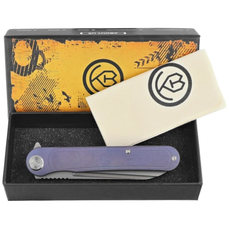KB Kubey Dandy Knife, Blue Titanium, Sandblasted CPM S90V by Maksym Tkachuk (KB247K)