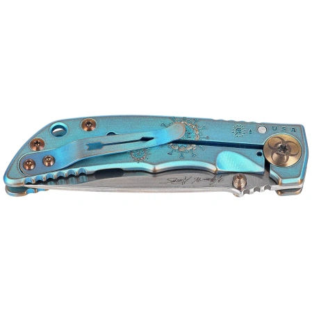 Spartan Blades Harsey Folder 3.25 Plague Doctor Green Titanium, Stonewashed MagnaCut by William W. Harsey (SF10 Custom Plague GRN)
