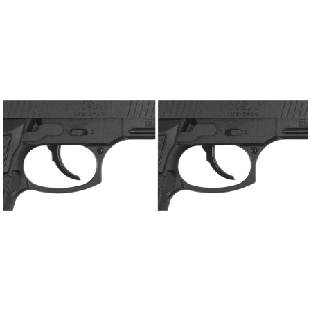 Zestaw wiatrówkowy 62: Pistolet Niksan Defence NKS CP92 Black 4.5 mm, 1400 BBs, 10 kapsuł CO₂, 100 tarcz