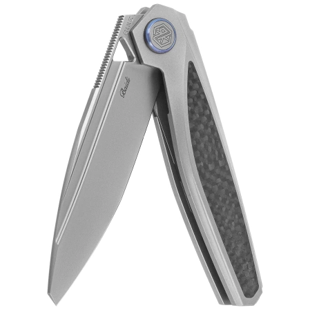 Nóż składany Rike Knife RK-Baidi-T-P/BCF Gray Titanium / Black Carbon Fiber, Bead Blasted M390