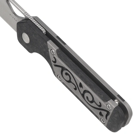 Kizer Mini Militaw Knife Grey Titanium / Carbon Fiber, Satin S45VN by Jonathan Styles (Ki3634SA4)