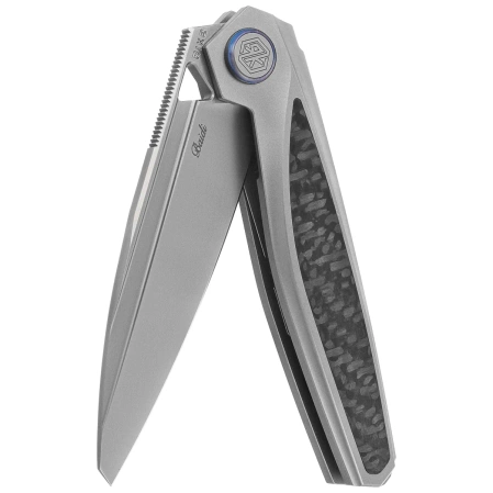 Rike Knife RK-Baidi-S-P/BCF Gray Titanium / Black Carbon Fiber, Bead Blasted M390