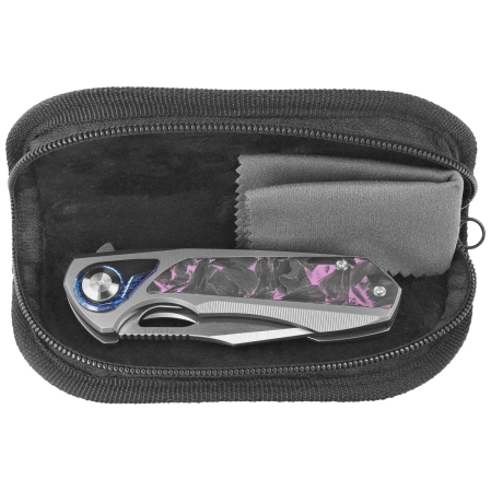 Nóż składany Remette RT-Saker Falcon Gray Titanium / Carbon Fiber, Manual Fine Grinding S45VN (ASTP-3)